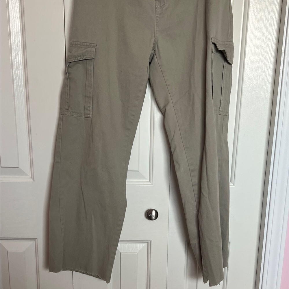 Olive Cargo Pants High Rise Baggy Cargo Straight Leg Pant - Picture 3 of 6